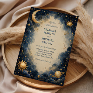 Celestial Vintage Cosmic Botanical Invitation