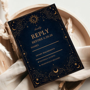 Celestial Vintage Cosmic Elegant Floral RSVP Card