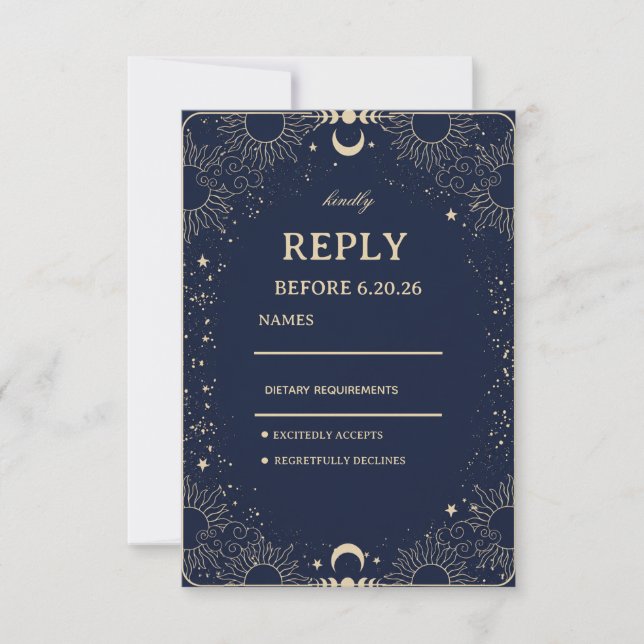 Celestial Vintage Cosmic RSVP Card (Front)