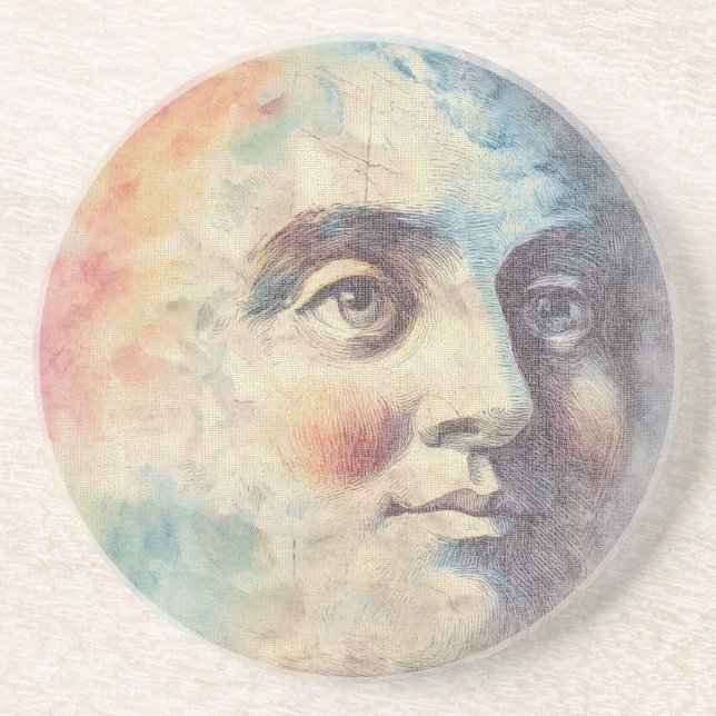 Celestial Vintage Man in the Moon Coaster (Front)