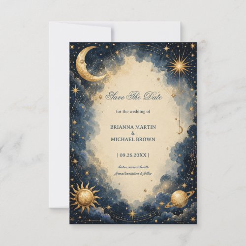 Celestial Vintage Romantic Cosmic Save The Date