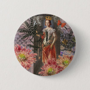 Celestial Virgo Goddess Collage: Vintage Celestial Button