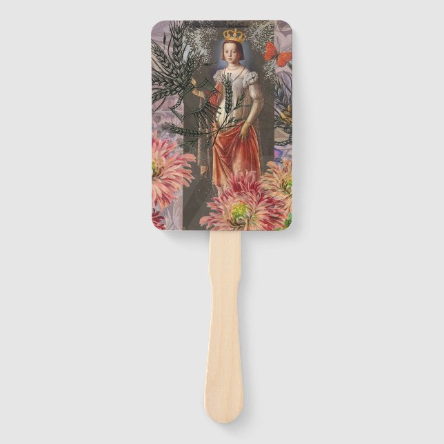 Celestial Virgo Goddess Collage: Vintage Celestial Hand Fan (Front)