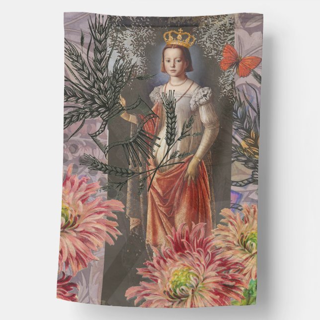 Celestial Virgo Goddess Collage: Vintage Celestial House Flag (Front)