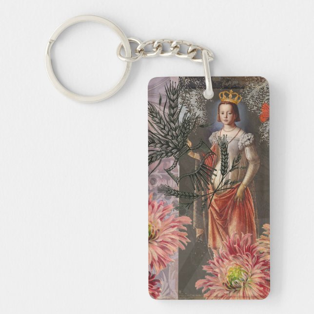 Celestial Virgo Goddess Collage: Vintage Celestial Keychain (Front)