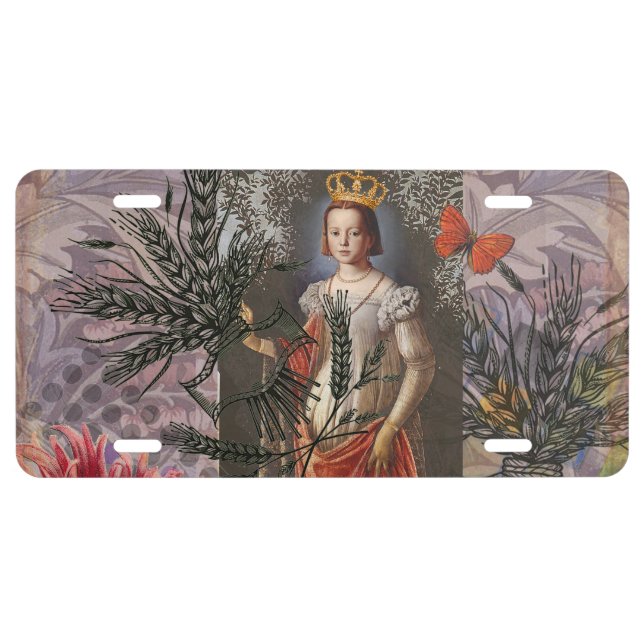 Celestial Virgo Goddess Collage: Vintage Celestial License Plate (Front)