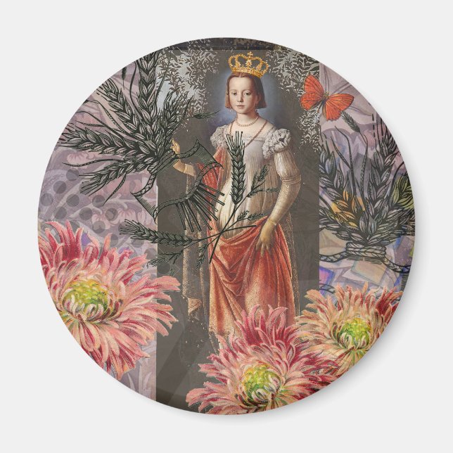 Celestial Virgo Goddess Collage: Vintage Celestial Magnet (Front)