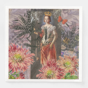 Celestial Virgo Goddess Collage: Vintage Celestial Paper Dinner Napkins