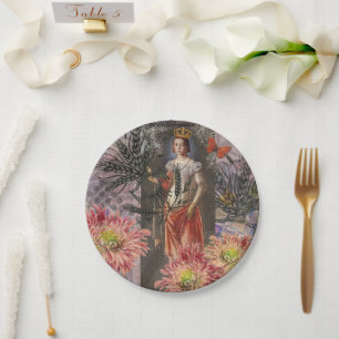 Celestial Virgo Goddess Collage: Vintage Celestial Paper Plates
