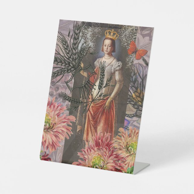 Celestial Virgo Goddess Collage: Vintage Celestial Pedestal Sign (Front)