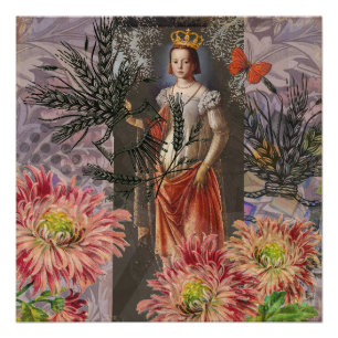 Celestial Virgo Goddess Collage: Vintage Celestial Poster