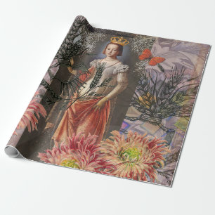 Celestial Virgo Goddess Collage: Vintage Celestial Wrapping Paper
