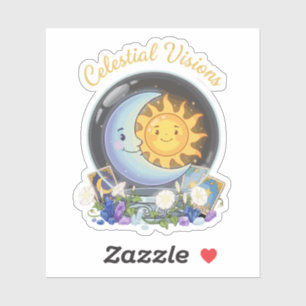 Celestial Visions Cute Sun and Moon Tarot Crysta Sticker
