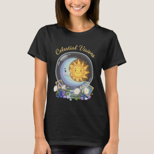 Celestial Visions Cute Sun and Moon Tarot Crysta T-Shirt