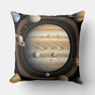 Celestial Visualization of the Solar System Throw Pillow