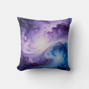 Celestial Vortex: Indigo and Amethyst Throw Pillow