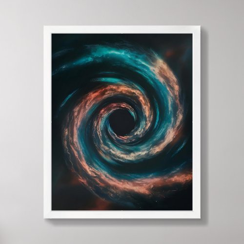 Celestial Vortex Swirling Abstract Galaxy Framed Art