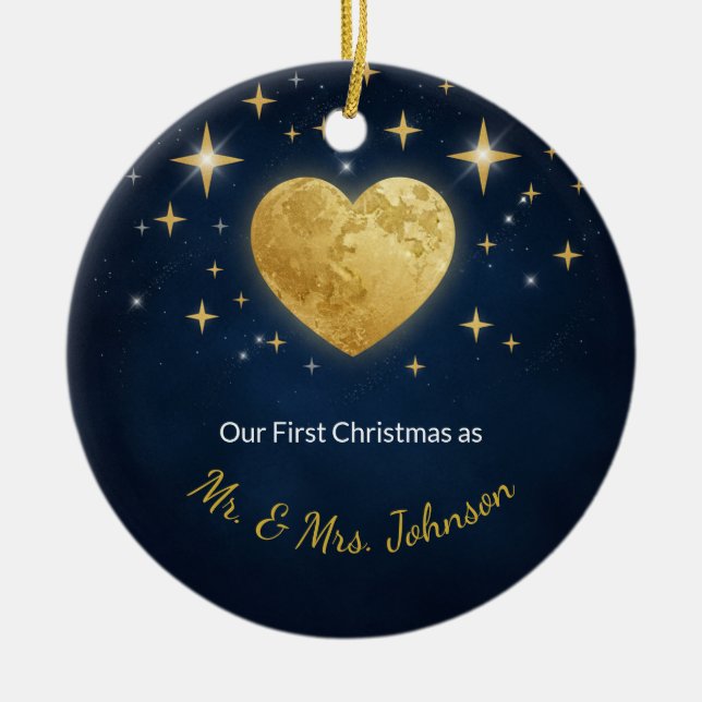 Celestial Vows Personalized Wedding Ornament (Front)