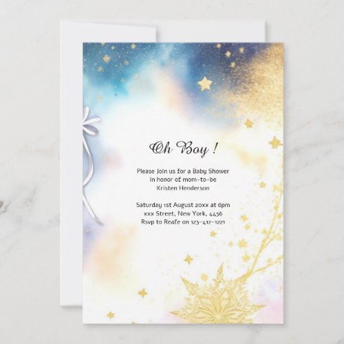 Celestial Watercolor Baby Shower Invitation