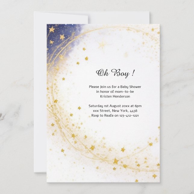 Celestial Watercolor Baby Shower Invitation (Front)