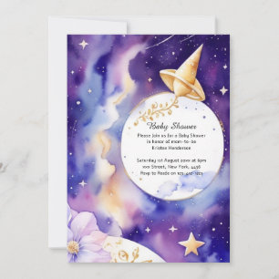 Celestial Watercolor Baby Shower Invitation