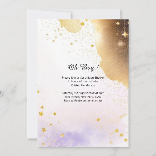 Celestial Watercolor Baby Shower Invitation