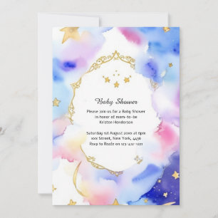 Celestial Watercolor Baby Shower Invitation