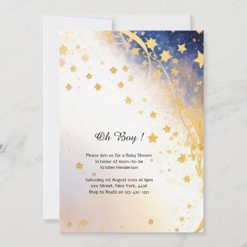 Celestial Watercolor Baby Shower Invitation