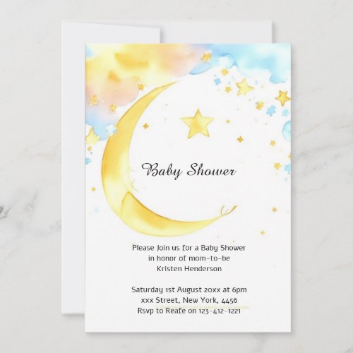 Celestial Watercolor Baby Shower Invitation