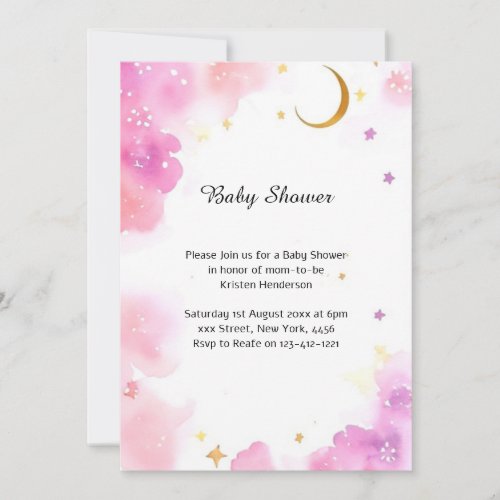 Celestial Watercolor Baby Shower Invitation