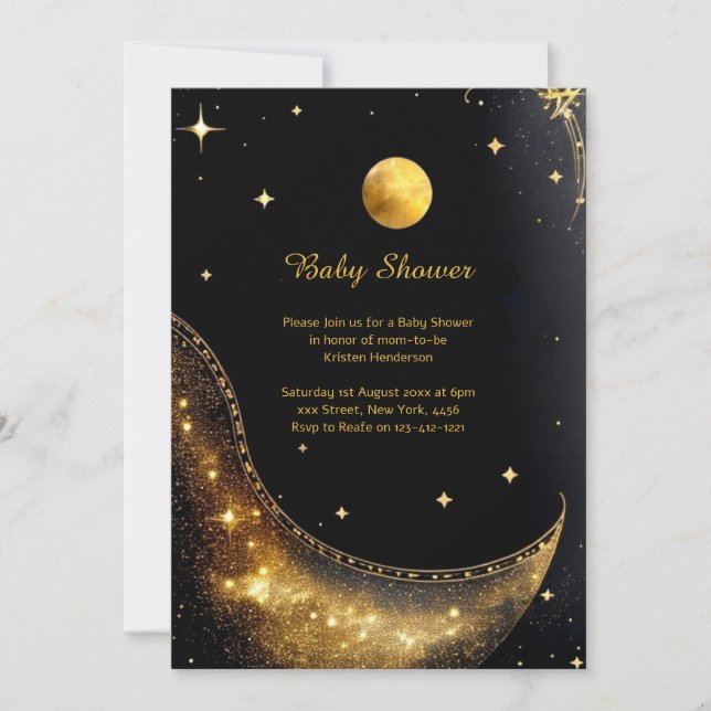 Celestial Watercolor Baby Shower Invitation (Front)