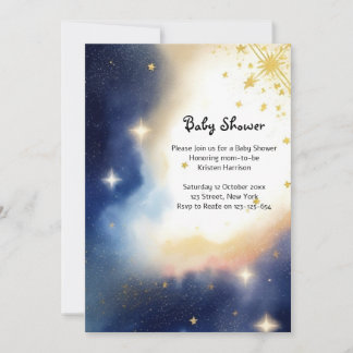 Celestial Watercolor Baby Shower Invitation