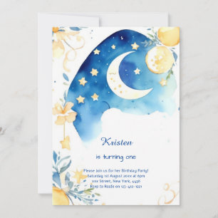 Celestial Watercolor Birthday Invitation