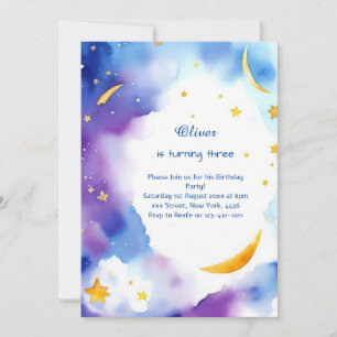 Celestial Watercolor Birthday Invitation