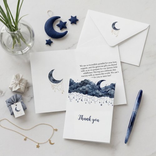 Celestial Watercolor Clouds Baby Shower Thank You