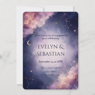 Celestial Watercolor Engagement Party Invitation