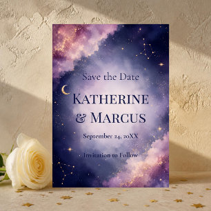 Celestial Watercolor Galaxy Save the Date Invitation