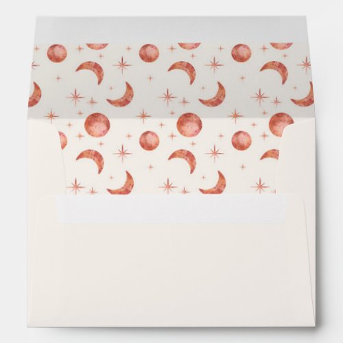 Celestial Watercolor Ivory Moon and Stars Envelope