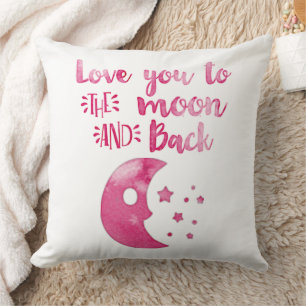 Celestial Watercolor Love You to Moon And Back Throw Pillow