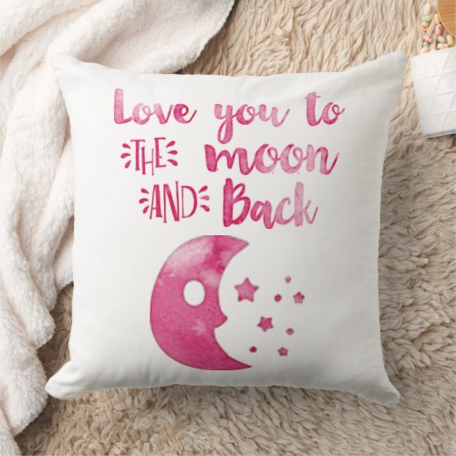 Celestial Watercolor Love You to Moon And Back Throw Pillow