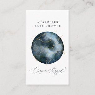 Celestial watercolor moon and stars diaper raffle enclosure card