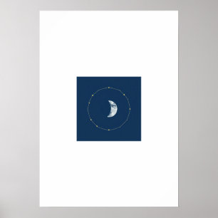 Celestial Watercolor Poster - Indigo & Gold