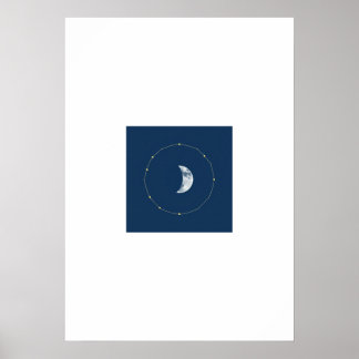 Celestial Watercolor Poster - Indigo & Gold