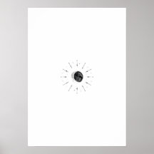 Celestial Watercolor Poster - Mono & Silver