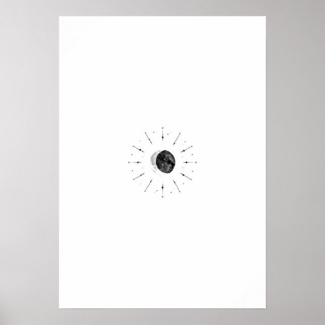 Celestial Watercolor Poster - Mono & Silver (Front)