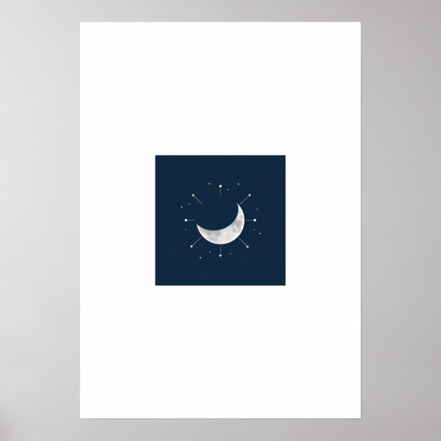Celestial Watercolor Poster - Navy & Silver (Front)