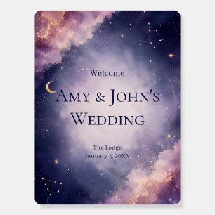 Celestial Watercolor Wedding Welcome Sign