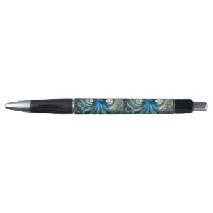 Celestial Waves: The Blue Octopus Fractal Art Pen