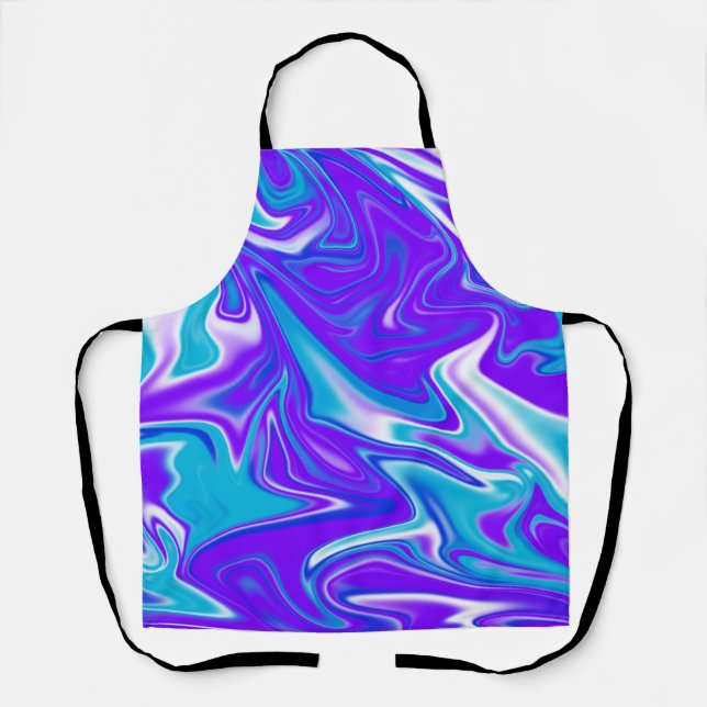 Celestial Waves: The Blue White and Purple Marble Apron (Front)