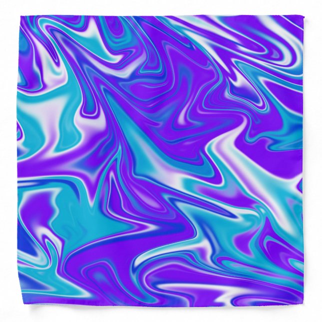"Celestial Waves: The Blue White and Purple Marble Bandana (Front)